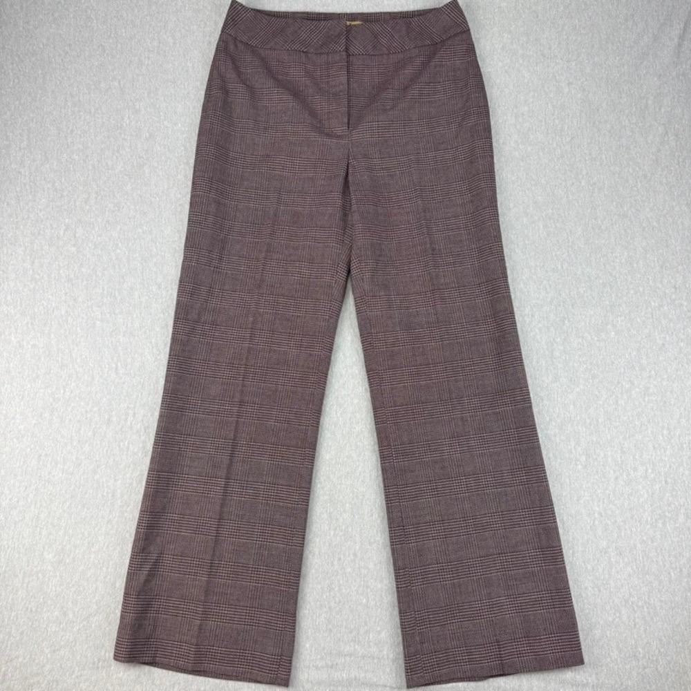 Alex Marie Dress Pants Womens 4 Burgundy Excellent Glen Plaid Stretch Trousers